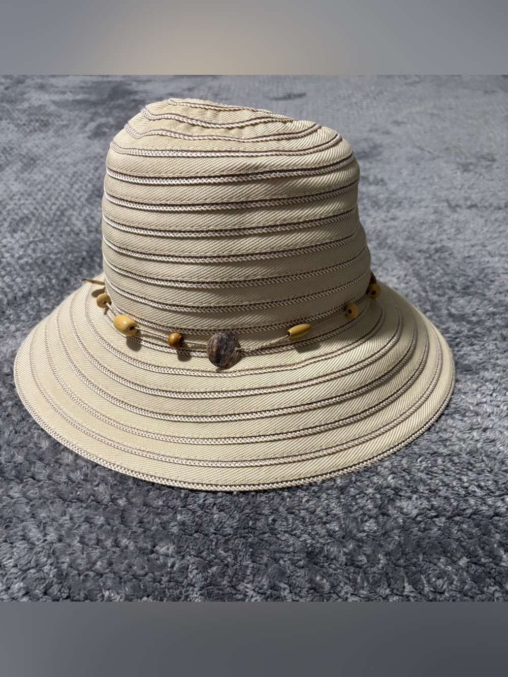 Wallaroo Hat Co. Women's Ellie Sun Hat. Beaded Trim Cream.